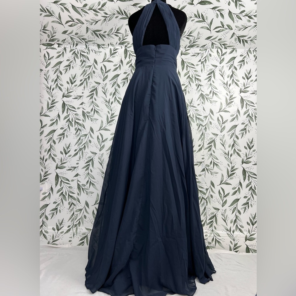 Elegant Navy Blue Evening Gown Bridesmaid Wedding Gala Sz S 4 Maxi NWT #8 Prom - Picture 11 of 14